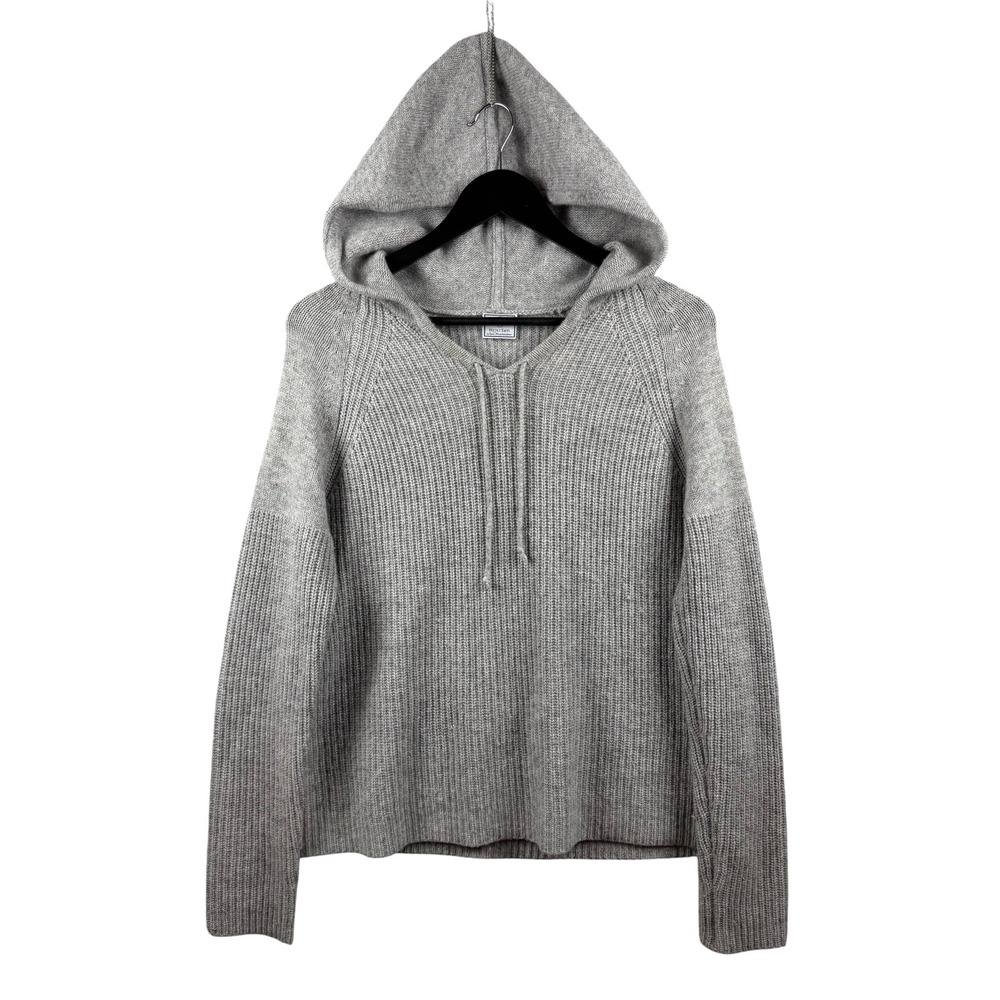 Heidi Says‎ San Francisco 100% Cashmere Gray Ribbed Hoodie Women's Sz S, V-Neck